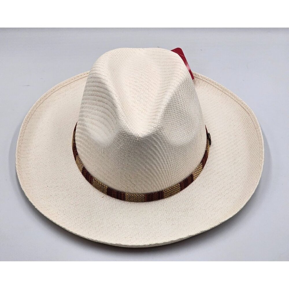 NWT American Hat Makers Freedom Laredo Men's Cream Straw Fedora Size Medium 3278 - Picture 8 of 11
